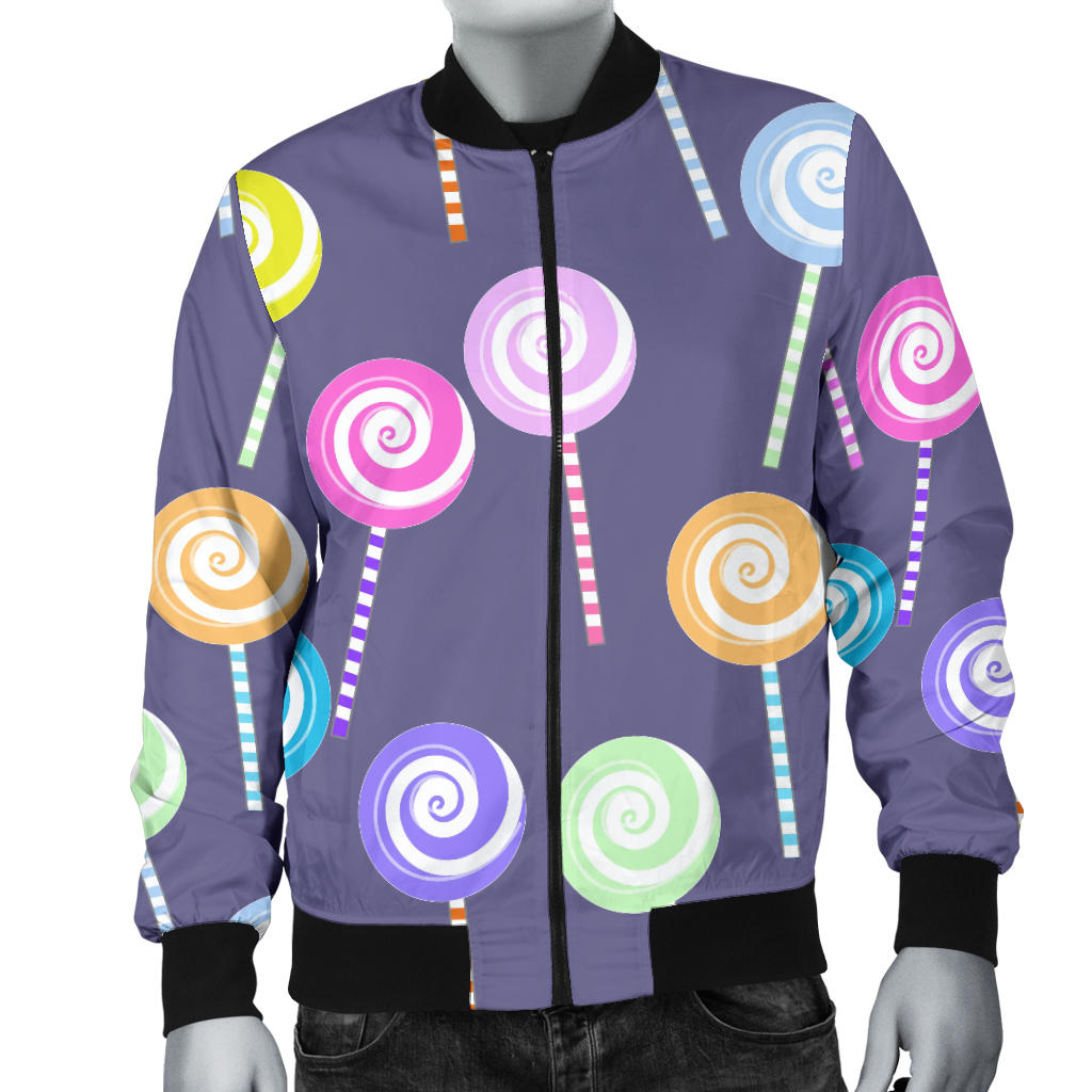 Lollipop Pattern Print Design LL03 Men Bomber Jacket