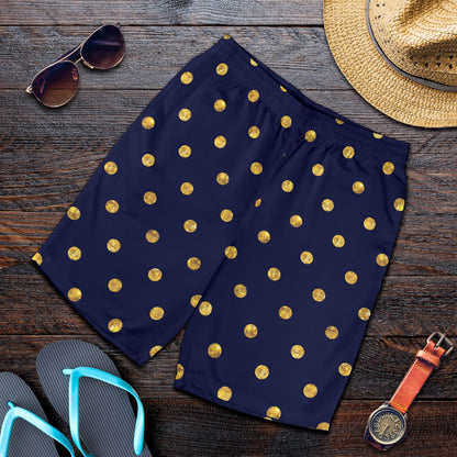 Polka Dot Gold Blue Pattern Print Design 02 Mens Shorts