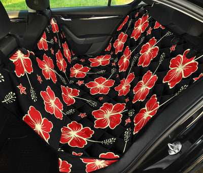 Red Hibiscus Pattern Print Design HB021 Rear Dog  Seat Cover