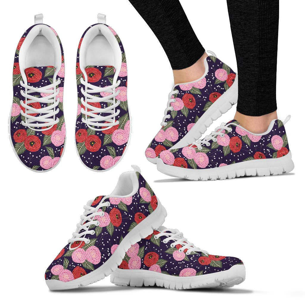 Camellia Pattern Print Design CM02 Sneakers White Bottom Shoes