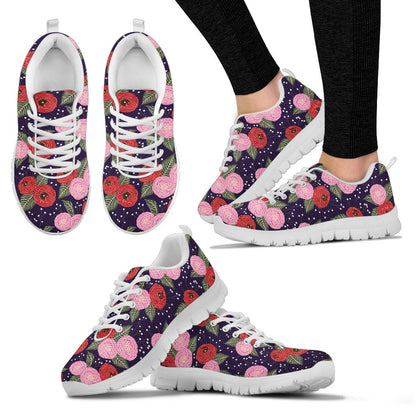 Camellia Pattern Print Design CM02 Sneakers White Bottom Shoes