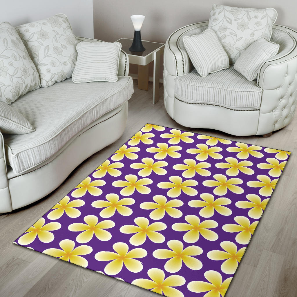 Yellow Plumeria Pattern Print Design PM05 Area Rugs