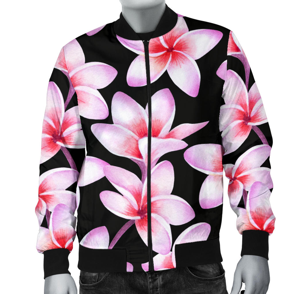 Pink Plumeria Pattern Print Design PM09 Men Bomber Jacket