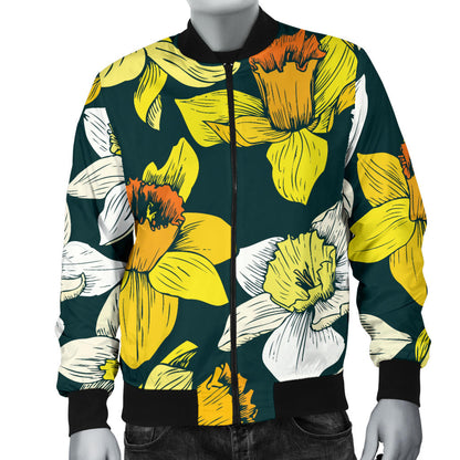 Daffodils Pattern Print Design DF02 Men Bomber Jacket
