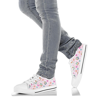 Cupcake Pattern Print Design CP03 White Bottom Low Top Shoes