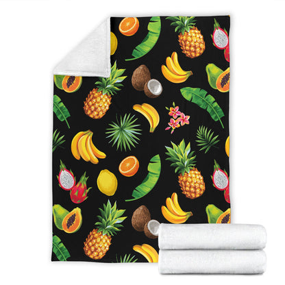 Tropical Fruits Pattern Print Design TF03 Fleece Blanket