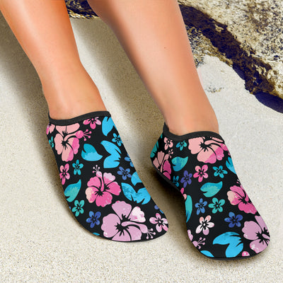 Pink Hibiscus Hawaiian Flower Aqua Water Shoes