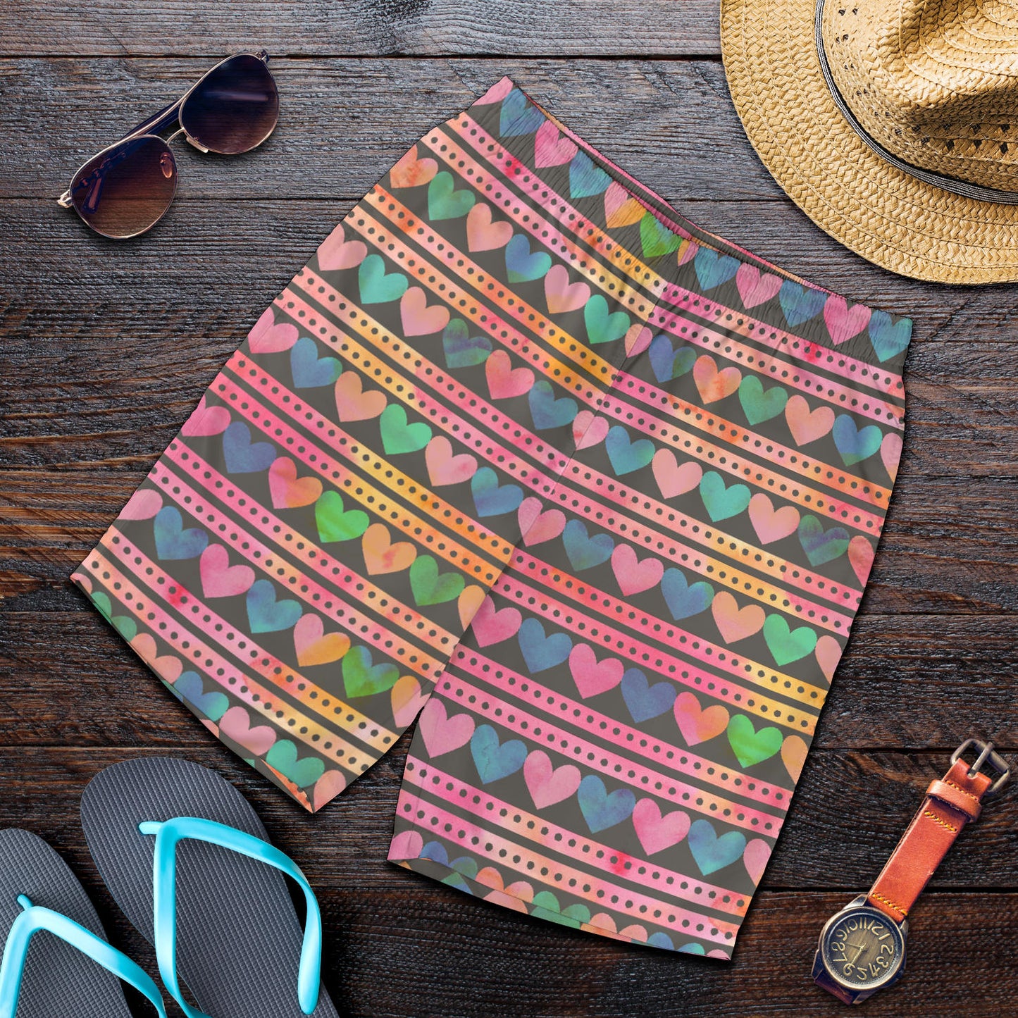 Heart Pattern Print Design HE010 Mens Shorts