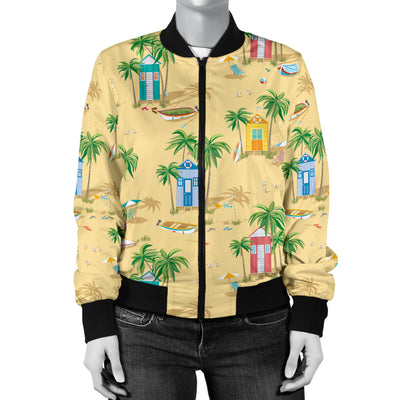 Beach Themed Pattern Print Design 01 Women's Bomber Jacket