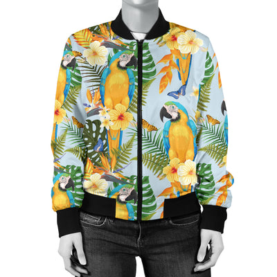 Parrot Pattern Print Design A04 Women's Bomber Jacket