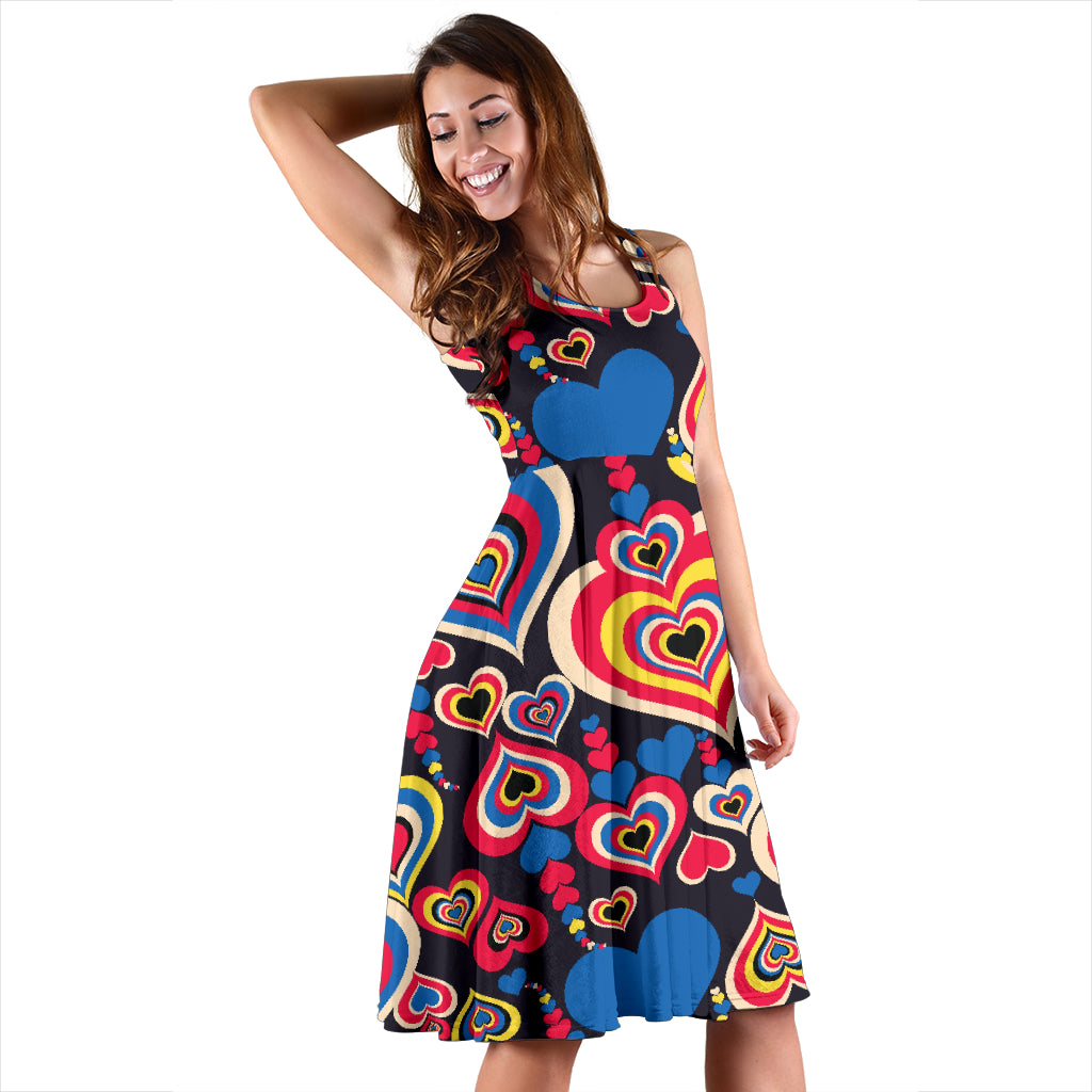 Heart Pattern Print Design HE08 Midi Dress