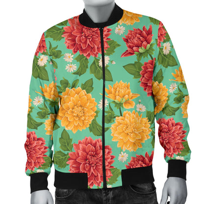 Dahlia Pattern Print Design DH011 Men Bomber Jacket
