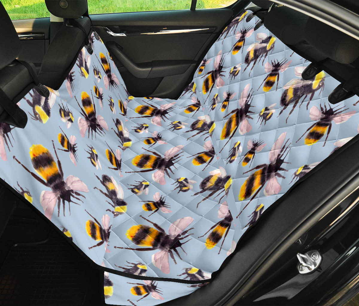 Bee Pattern Print Design BEE08 Rear Dog  Seat Cover