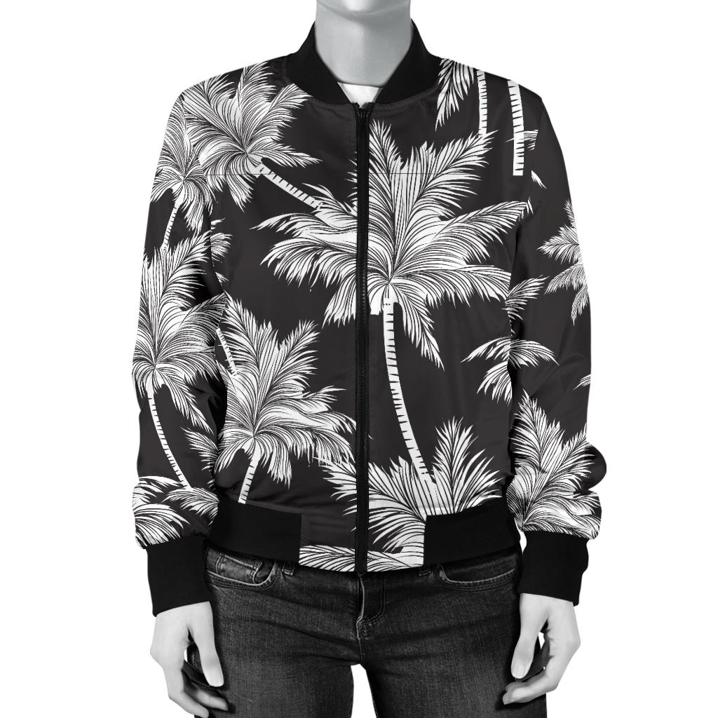 Palm Tree Pattern Print Design PT03 Women Bomber Jacket