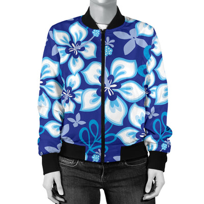 Hibiscus Pattern Print Design HB04 Women Bomber Jacket