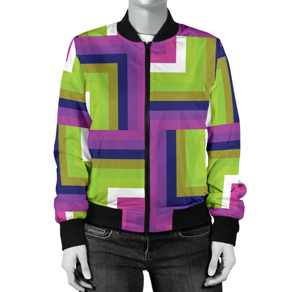 Optical illusion Pattern Print Design A05 Women's Bomber Jacket