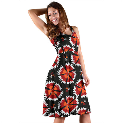 Carnations Pattern Print Design CN03 Midi Dress