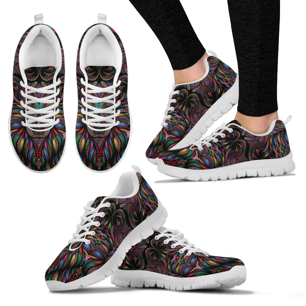Colorful Art Wolf  Sneakers White Bottom Shoes