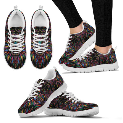 Colorful Art Wolf  Sneakers White Bottom Shoes