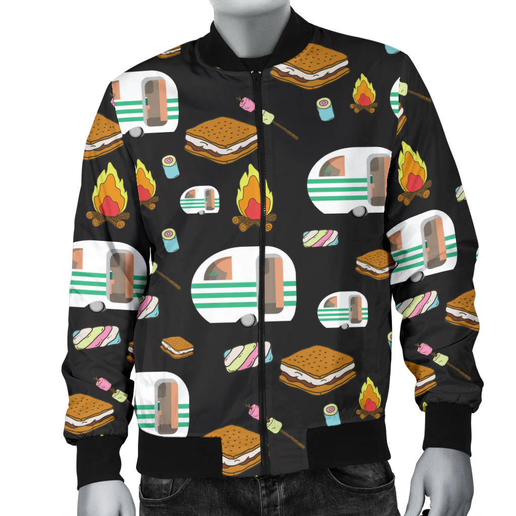 Camper marshmallow Camping Design Print Men Bomber Jacket