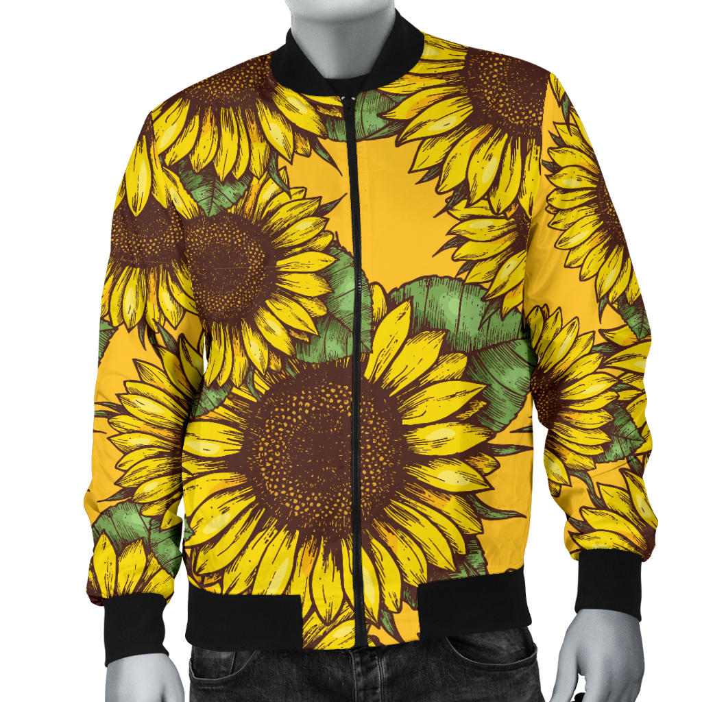 Sunflower Pattern Print Design SF04 Men Bomber Jacket