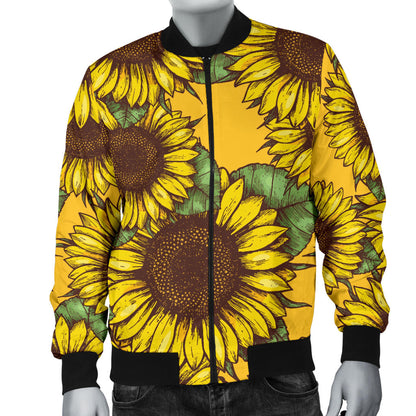 Sunflower Pattern Print Design SF04 Men Bomber Jacket