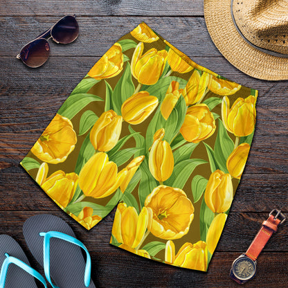 Tulip Yellow Pattern Print Design TP010 Mens Shorts