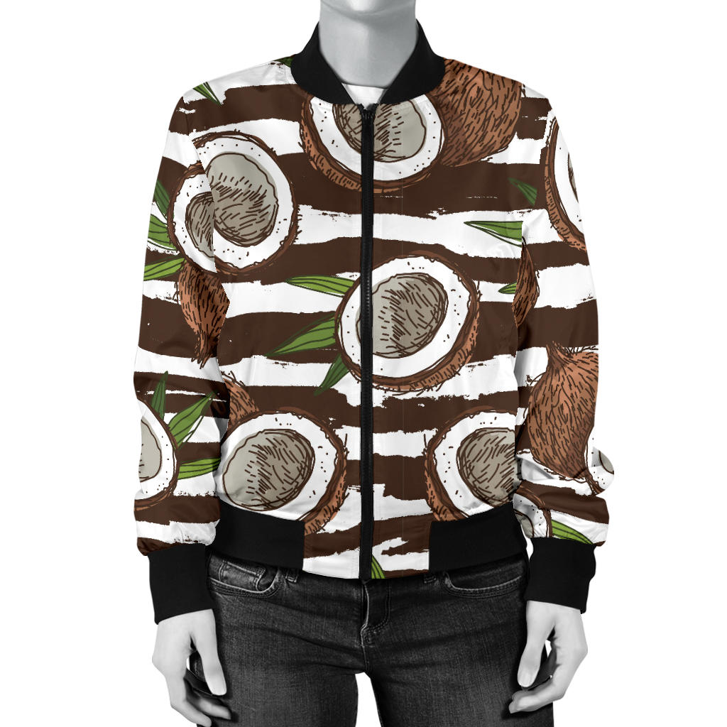 Coconut Pattern Print Design CN04 Women Bomber Jacket