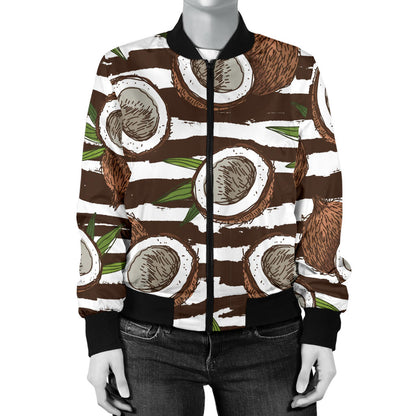 Coconut Pattern Print Design CN04 Women Bomber Jacket