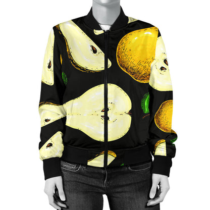 Pear Pattern Print Design PE01 Women Bomber Jacket