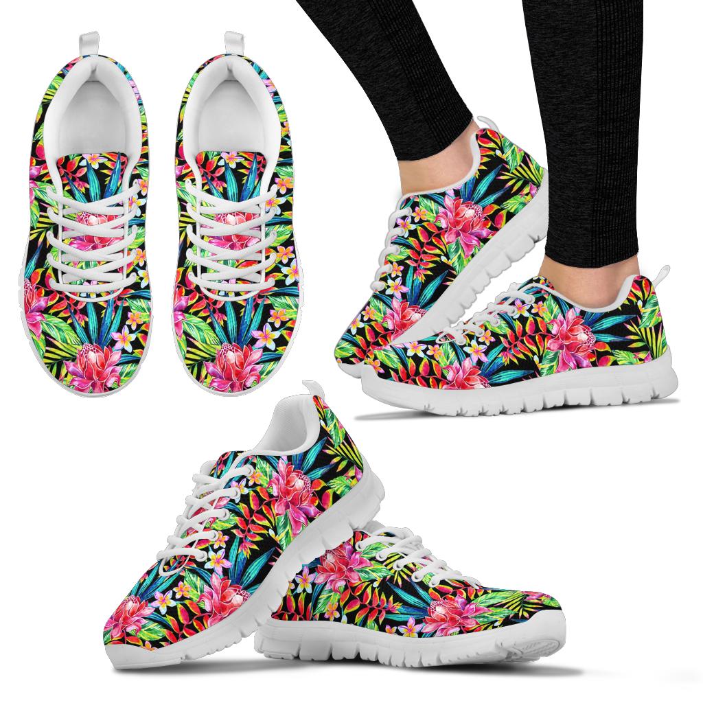 Heliconia Pattern Print Design HL02 Sneakers White Bottom Shoes