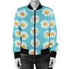 Daisy Pattern Print Design DS03 Women Bomber Jacket