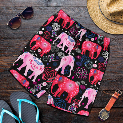 Pink Elephant Pattern Mens Shorts