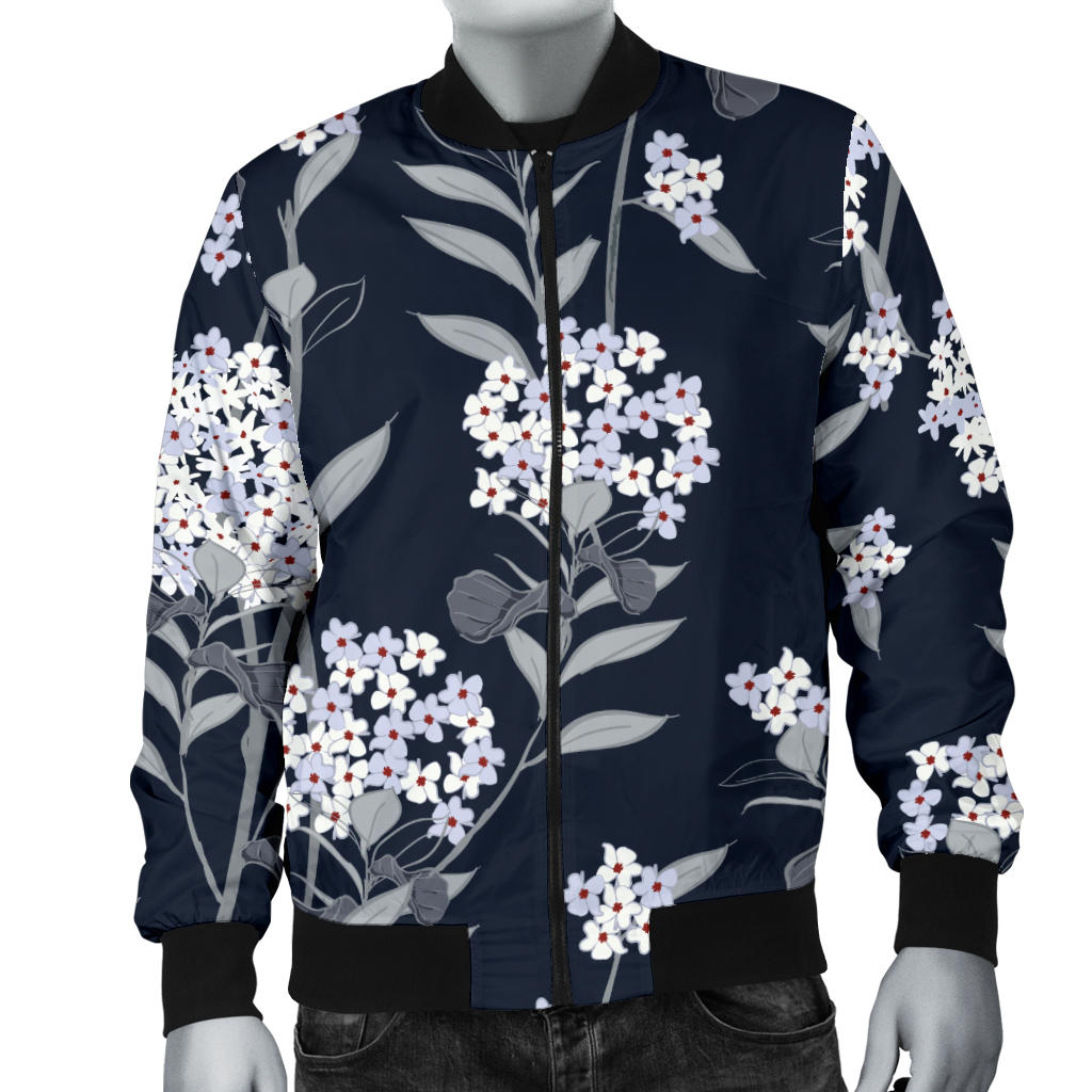 Hydrangea Pattern Print Design HD07 Men Bomber Jacket