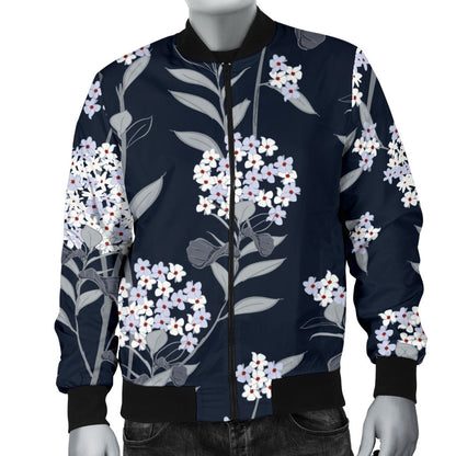 Hydrangea Pattern Print Design HD07 Men Bomber Jacket