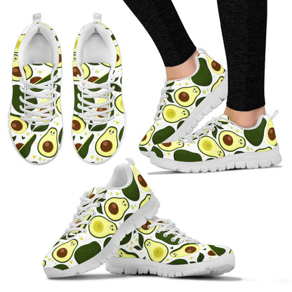 Avocado Pattern Print Design AC06 Sneakers White Bottom Shoes