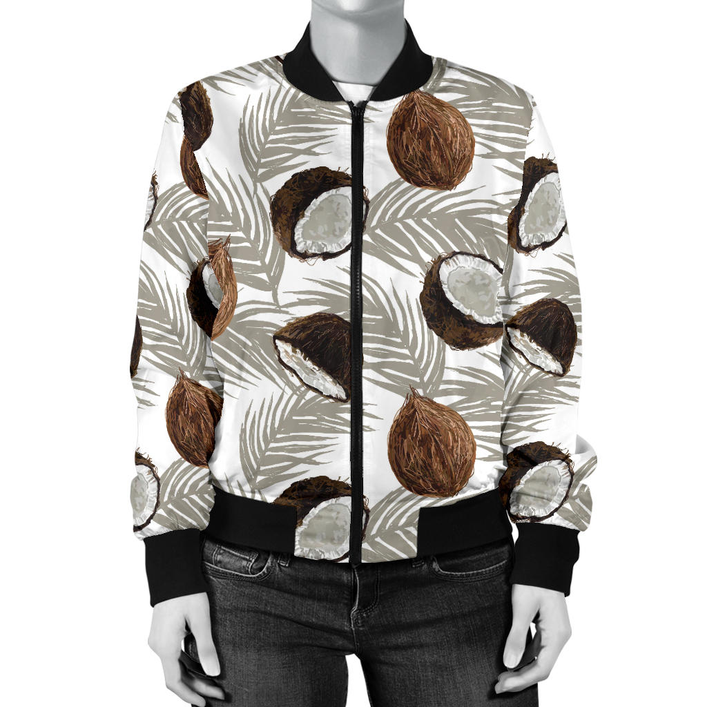 Coconut Pattern Print Design CN03 Women Bomber Jacket