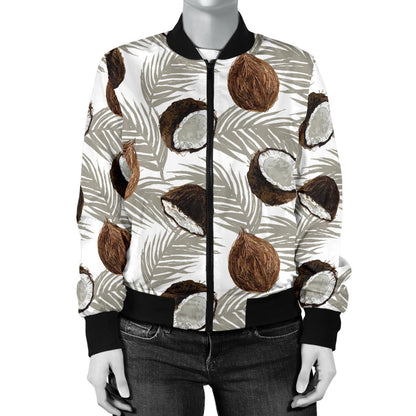 Coconut Pattern Print Design CN03 Women Bomber Jacket