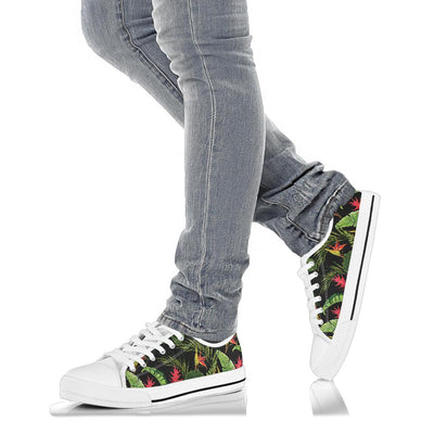 Bird Of Paradise Pattern Print Design BOP010 White Bottom Low Top Shoes