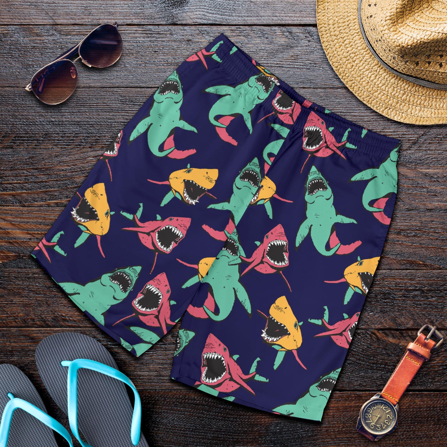 Shark Bite Pattern Mens Shorts