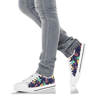 Shark Bite Pattern White Bottom Low Top Shoes