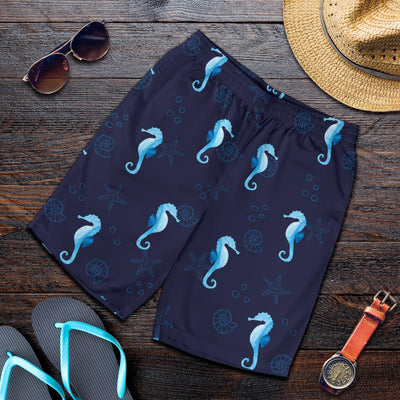 SeaHorse Blue neon Pattern Print Design 03 Mens Shorts