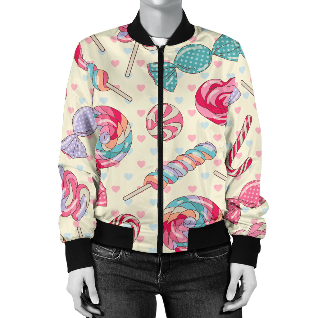 Candy Pattern Print Design CA04 Women Bomber Jacket