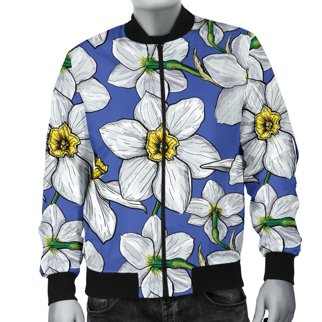 Daffodils Pattern Print Design DF08 Men Bomber Jacket