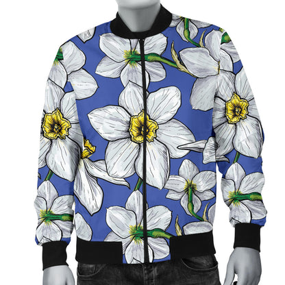 Daffodils Pattern Print Design DF08 Men Bomber Jacket