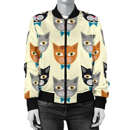 Cat Pattern Print Design 05 Women's Bomber Jacket