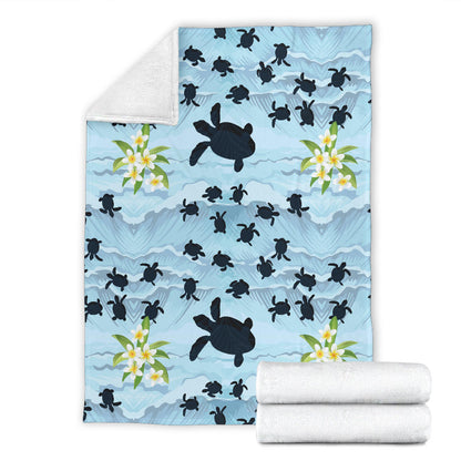 Sea Turtle Pattern Print Design T011 Fleece Blanket