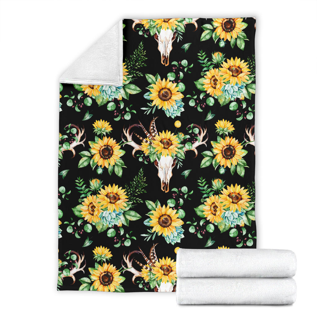 Sunflower Pattern Print Design SF08 Fleece Blanket