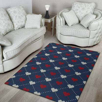 Heart Knit Pattern Print Design HE05 Area Rugs