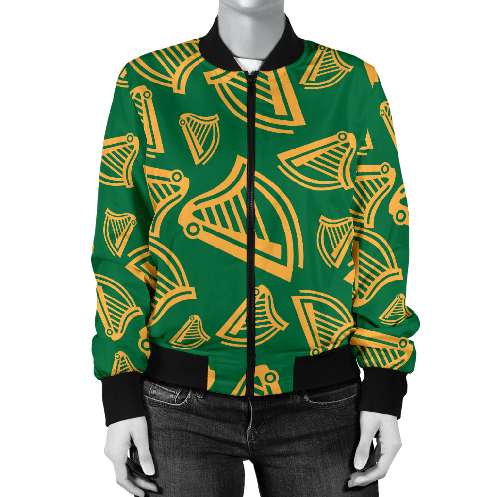 Harp Pattern Print Design 03 Women's Bomber Jacket
